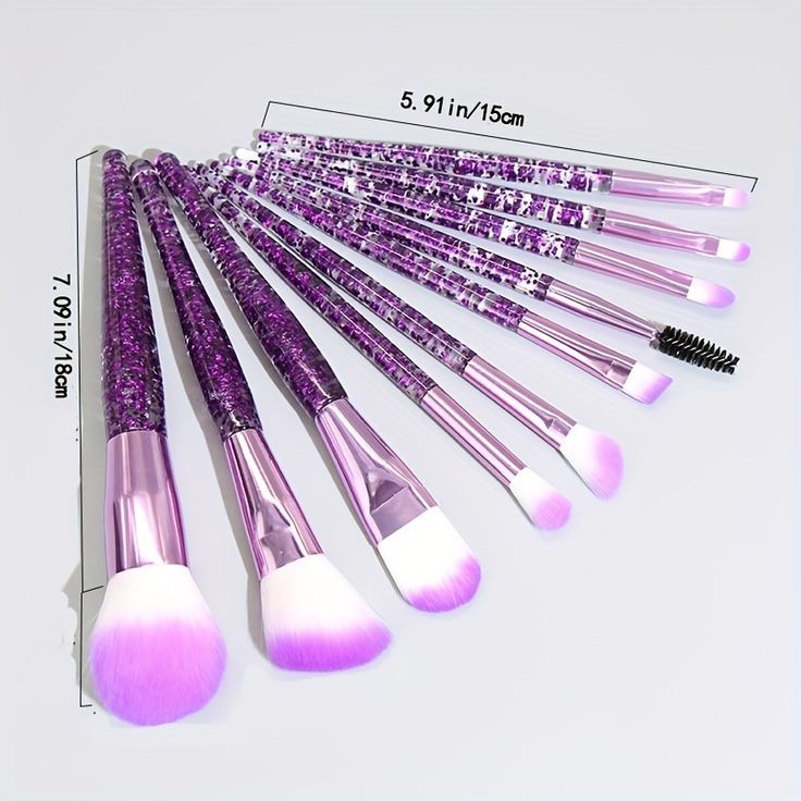 Purple Glam - 10 Pieces Professional Makeup Brushes Set