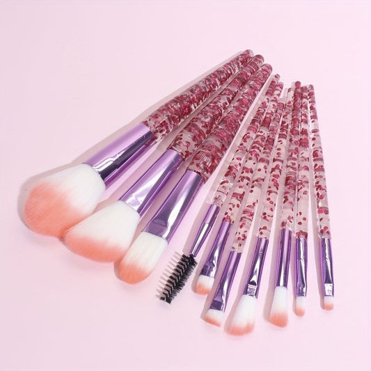 Pink Glam - 10 Pieces Professional Makeup Brushes Set