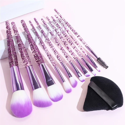 Purple Glam - 10 Pieces Professional Makeup Brushes Set